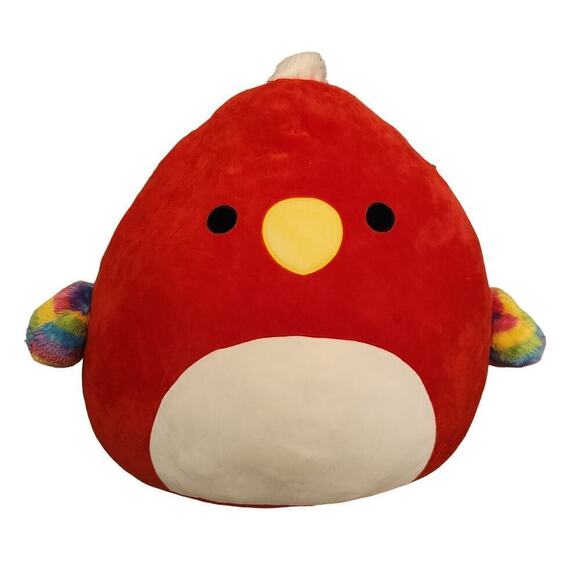 SQUISHMALLOW 20" PACO PARROT SOFT TOY PLUSH RED BIRD RAINBOW WINGS KELLY TOY - Picture 1 of 7